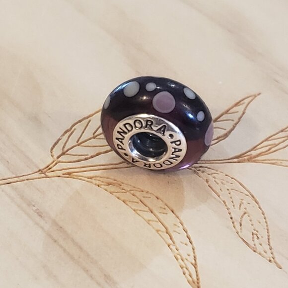 Pandora, Purple Bubbles Glass Murano Glass Charm, Retired - Picture 3 of 6